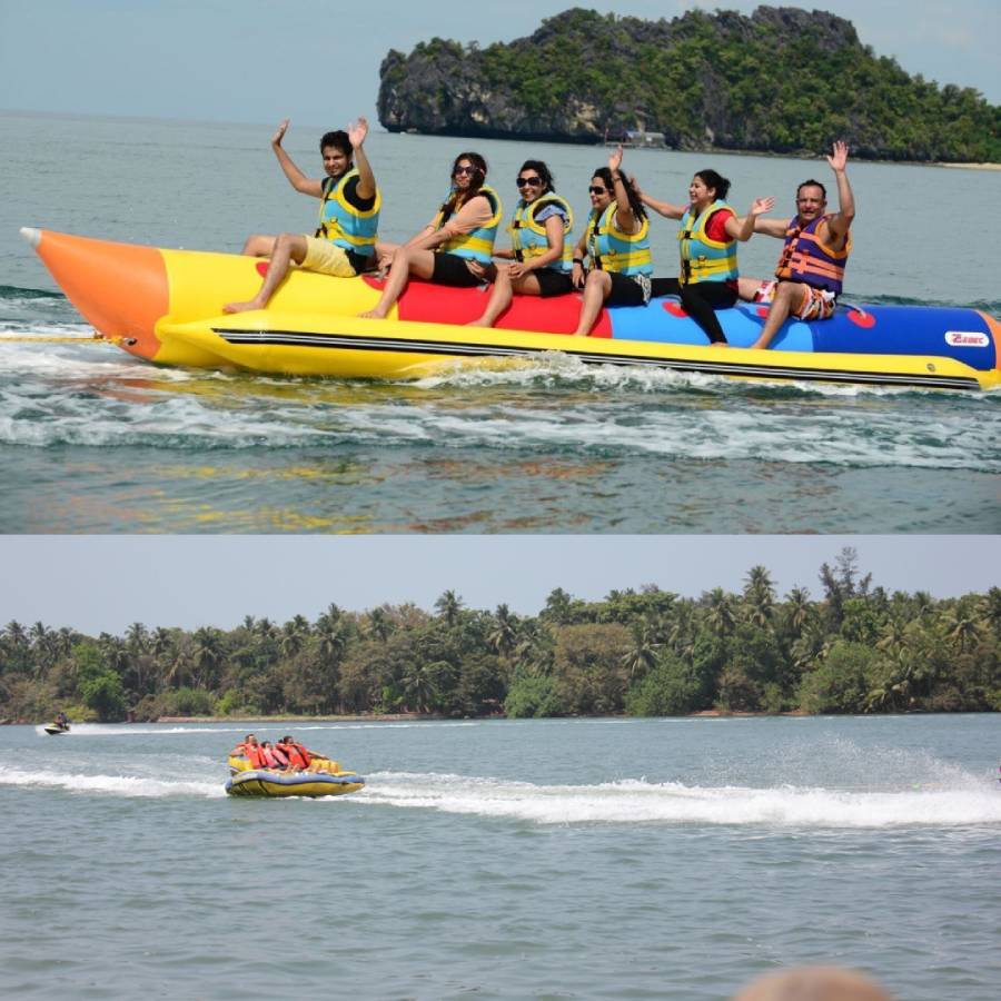 Bumer and Banana Ride at Dolphin Island Querim Beach Goa